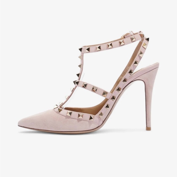 Valentino Garavani Rockstud light Pink Suede Heels size 41 made small - Picture 6 of 15